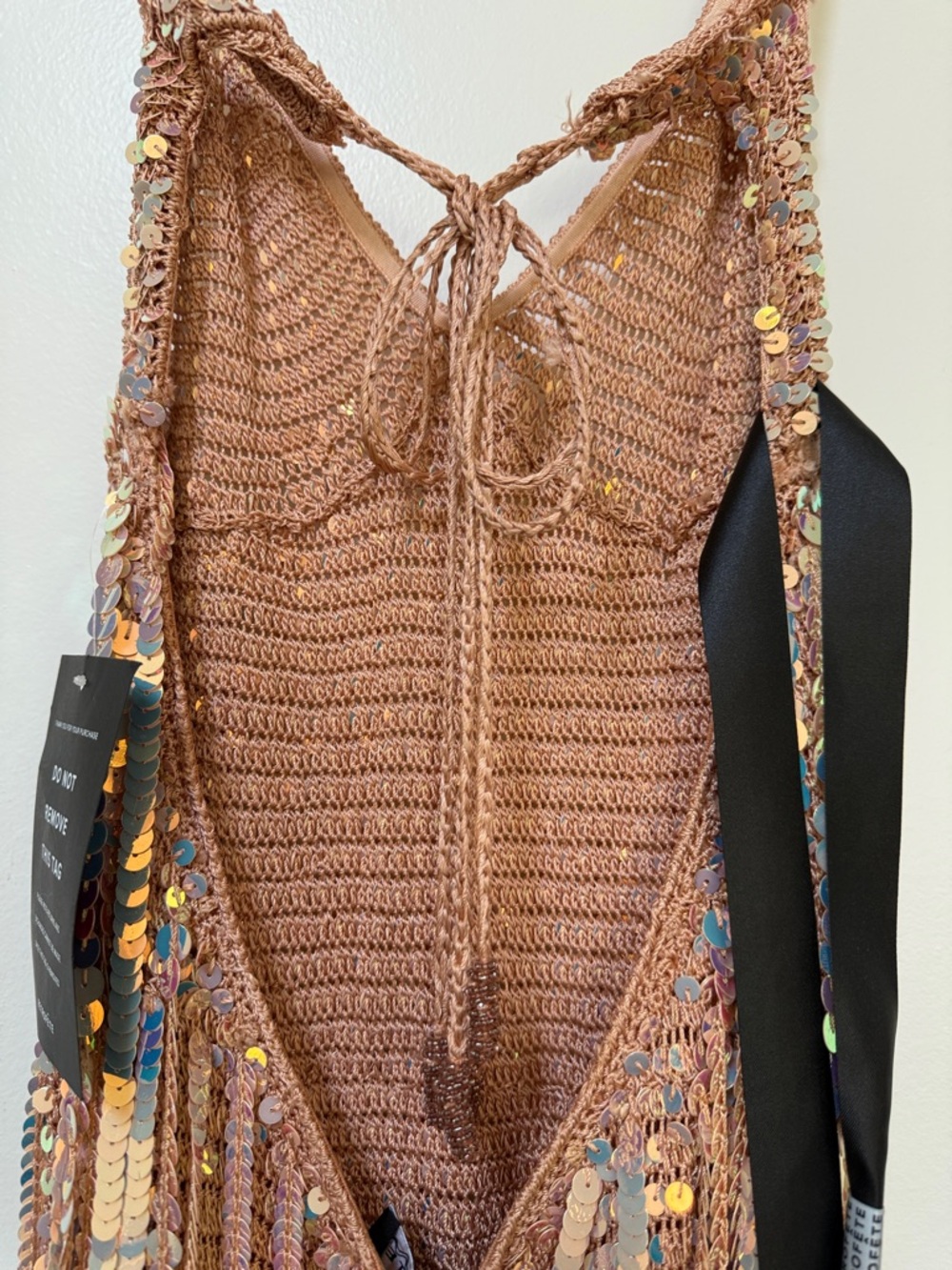 Retrofete Rose Gold Sequin Fringe Maxi Dress - Picture 4 of 15